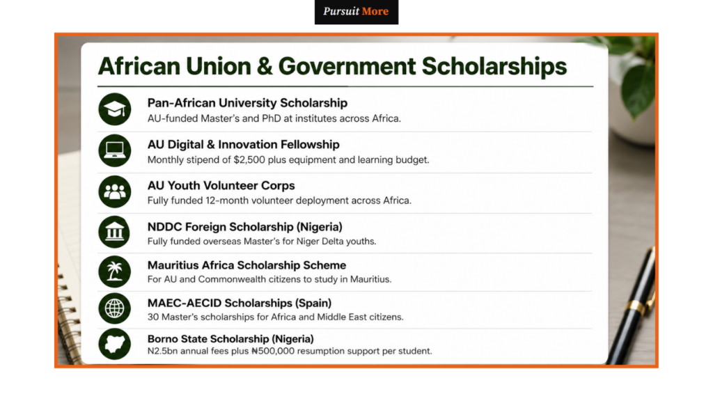 fully funded scholarships for African students 2026: