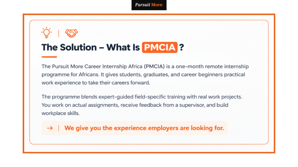 Pursuit More Career Internship Africa 2026 application